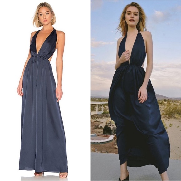 The Jetset Diaries TJD Louvre Maxi Dress Blue Iris Navy Small NWT - Picture 2 of 7